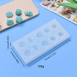 10-cavity lotus and lily pad silicone mold for DIY baking and cake decorating