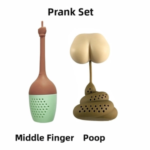 Macro detail of the funny silicone tea infusers showing the two-piece separable structure