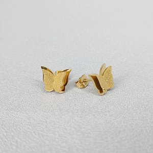 Elegant gold butterfly stud earrings in matte titanium steel for a minimalist look