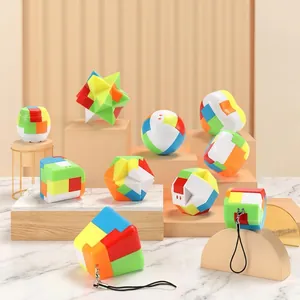 3D Interlocking Puzzle Plastic Brain Teaser Toy Luban Lock Colorful Geometric Educational Game For Kids