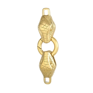 Golden stainless steel double snake head clasp for DIY necklaces and bracelets