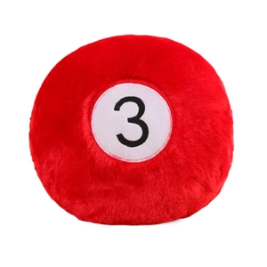 Creative plush billiard pillow in red No. 3 ball design for home sofa decoration