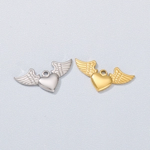 Stainless Steel Angel Wings Heart Pendant DIY Necklace Jewelry Accessories For Men Women Hip-Hop Punk Style