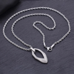 Vintage irregular water drop pendant necklace in silver titanium steel for men