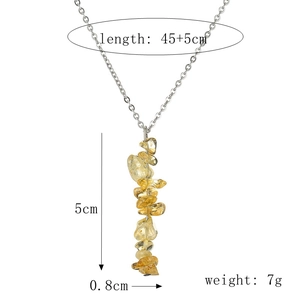 Detail of tiger eye stone necklace showing 45+5cm length and 5cm tassel pendant