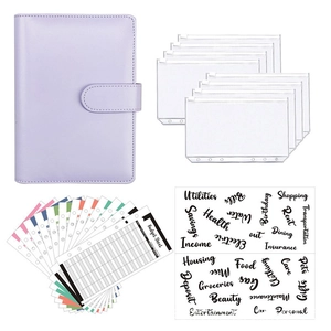 A6 Budget Binder Planner PU Leather Macaron Cash Envelopes Zipper Pockets Expense Tracker Sheets Labels