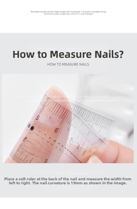 Tutorial showing measurement of nail width using a soft ruler for press-on nails