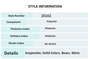 Detaillierte Größentabelle und Materialparameter für das französische Schleifenkleid