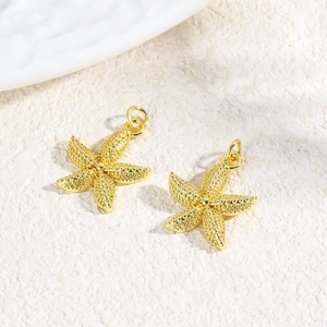 Close-up of gold starfish pendants with beaded texture for DIY jewelry making