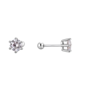 Elegant S925 sterling silver star stud earrings with zircon and secure ball screw back