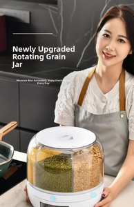 Rotating cereal dispenser with six compartments for organized kitchen grain storage