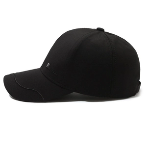 Men's black baseball cap with metallic Fashion emblem and outdoor sunshade visor
