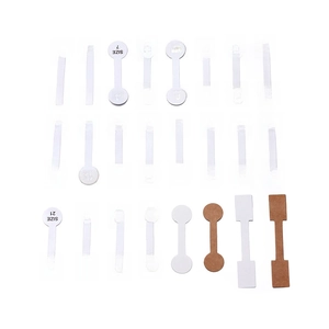 Self-adhesive jewelry price tags and ring size labels in white and kraft brown colors