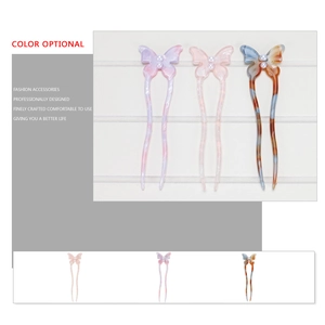 Elegant U-shaped acetate hair fork with pearl bow in three stylish color gradients