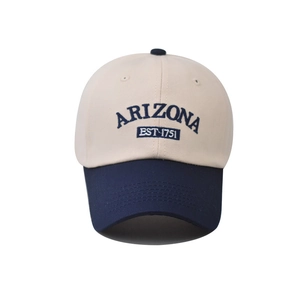 Arizona embroidered baseball cap in beige and navy blue contrast with retro aesthetic