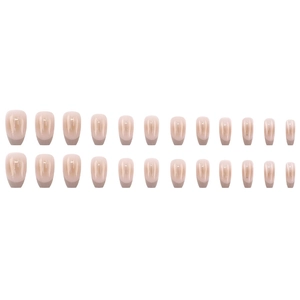Set di 24 unghie finte aurora champagne francese in rosa nudo con punte bianche eleganti