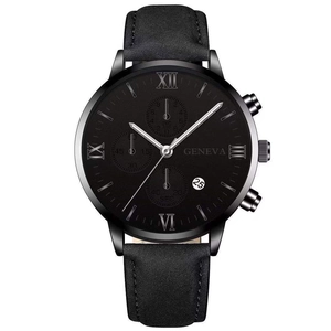 Detail view of the black watch face featuring Roman numerals and functional date window