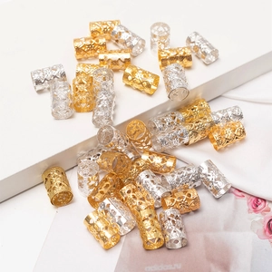 Hollow Carved Alloy Dreadlock Cuffs Hair Braid Rings Filigree Flower Accessories For Women Girls Braid Styling Gold Silver