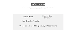 Größeninformationen und Materialangaben für elastische Strickmützen für den Outdoor-Sport