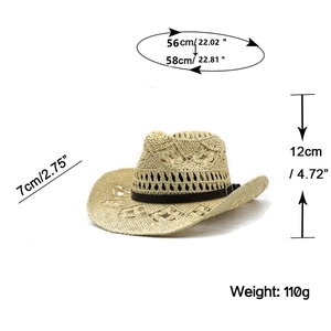 Chapeau de jazz en paille tissé main avec mesures pour protection solaire de plage en plein air