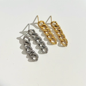 Minimalist stainless steel chain tassel earrings in gold and silver finish with studs