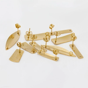 DIY stainless steel earring studs in irregular golden shapes for jewelry making