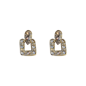 Vintage geometrische quadratische Strass-Ohrringe in Gold für Damen Mode