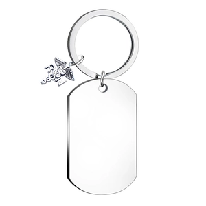 Polished stainless steel medical RN nurse keychain with custom engravable blank tag