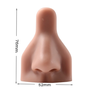 Silicone nose model for piercing practice and display with dimensions 76mm by 52mm
