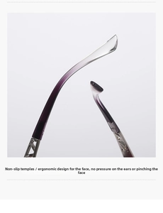 Details von ergonomischen Anti-Rutsch-Bügeln aus Metall mit violettem Farbverlauf