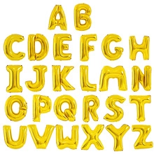 Full set of golden foil alphabet balloons from A to Z for festive party decoration