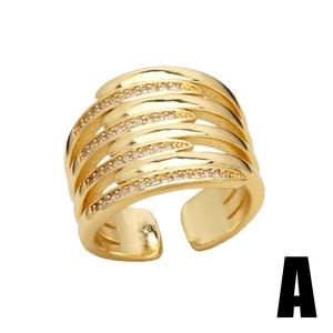 Chic double layer irregular gold ring with sparkling zircon stones for a modern look