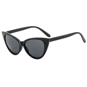 Classic black cat-eye sunglasses for women with dark gray lenses and glossy finish