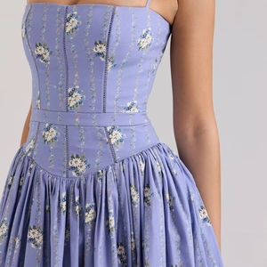 Abito Maxi Floreale Elegante Francese Vita Alta Senza Maniche Vestito Lungo Camisole Poliestere Con Pizzo
