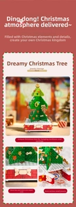 Detailed view of Christmas tree building block jewelry rack with hooks and storage base