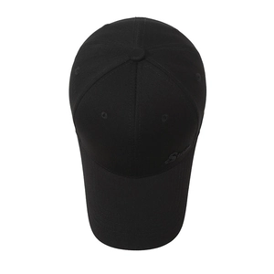 Classic black cotton baseball cap with Sport embroidery and six-panel design for men