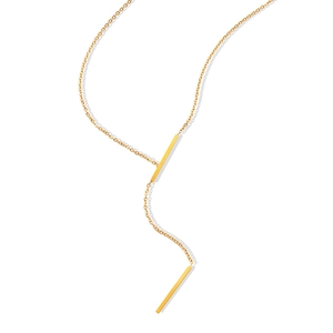 Minimalist Y-shaped golden chain necklace with two geometric vertical bar pendants