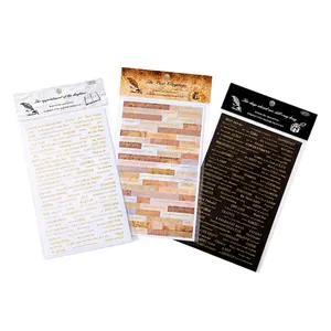Vintage English gold foil sticker set for scrapbooking with three unique style varieties