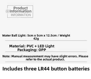 Detailed specifications showing dimensions of 5x5x12.5cm and LED components for the angel light