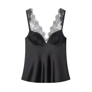 Dames Satijnen Camisole Met Kant V-Hals Verstelbare Bandjes Sexy Party Elegant Top Zwart