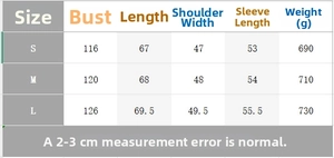 Size chart detail for women suede jacket showing bust length and shoulder measurements