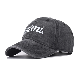 Washed Cotton Baseball Cap Vintage Distressed Mimi Letter Heart Embroidery Adjustable Outdoor Peaked Hat For Unisex