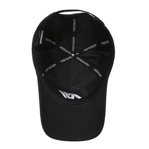 Vue intérieure d'une casquette noire narason avec structure renforcée à six panneaux
