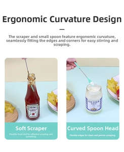 Flexible silicone spatulas with long stainless steel handles for narrow jars and bottles