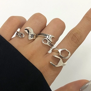 S925 Silber verstellbare Schraubenschlüssel Ringe im Vintage Design für Herren
