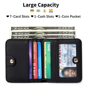 Slim PU leather wallet for women with 7 card slots and a large bill compartment