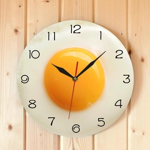 Fried Egg Wall Clock Creative 3D Design Plastic Home Decor For Kitchen Living Room Modern Minimalist Silent Battery