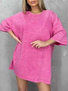 T-shirt oversize rosso rosa in cotone lavato con effetto vintage e vestibilità ampia a spalla