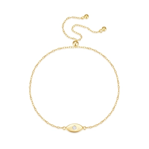 Elegant 925 sterling silver evil eye bracelet with sparkling white zircon and gold finish
