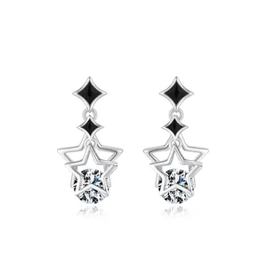 Hollow Star Stud Earrings With 925 Sterling Silver Earring Post And Round Zircon Minimalist Jewelry For Women